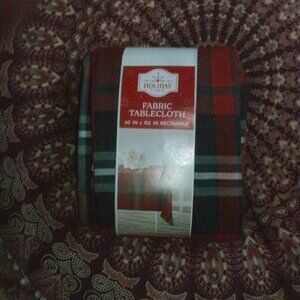 NWT Holiday Time Plaid Red Green White Christmas 60x102 Fabric Tablecloth NEW